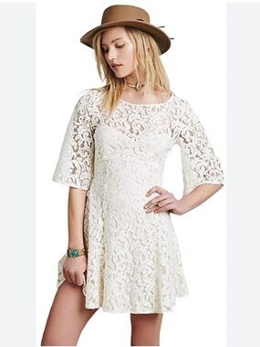 Free People Gypsy Mountain Ivory Lace Dress 8